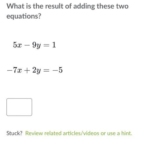 What is the result of adding these two equations?-example-1