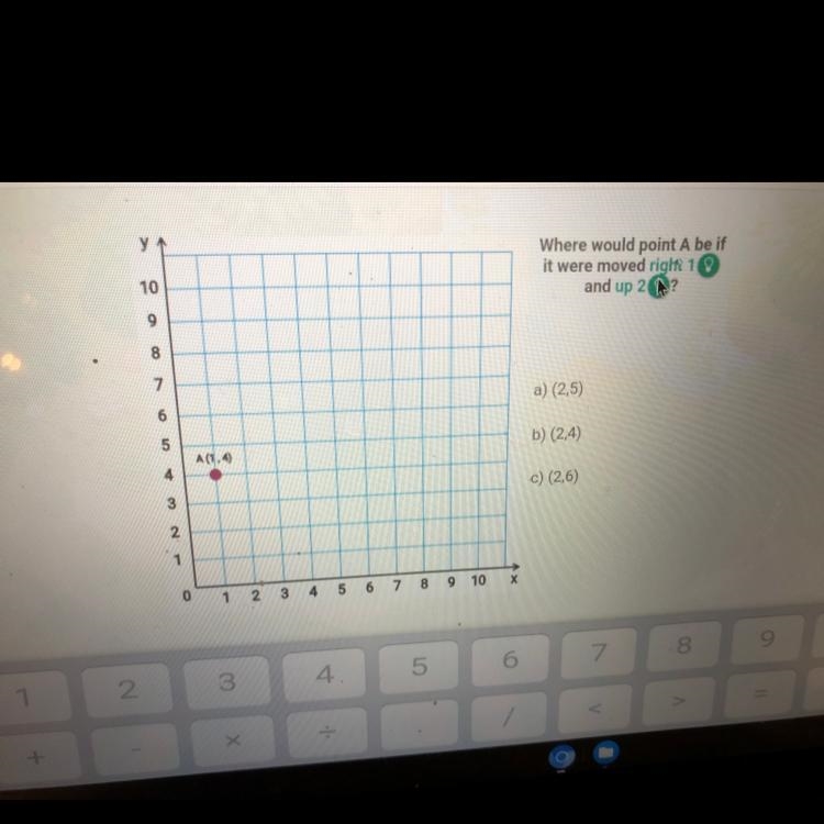 This means we increase the x value by 1. Where would point A buf it were moved right-example-1