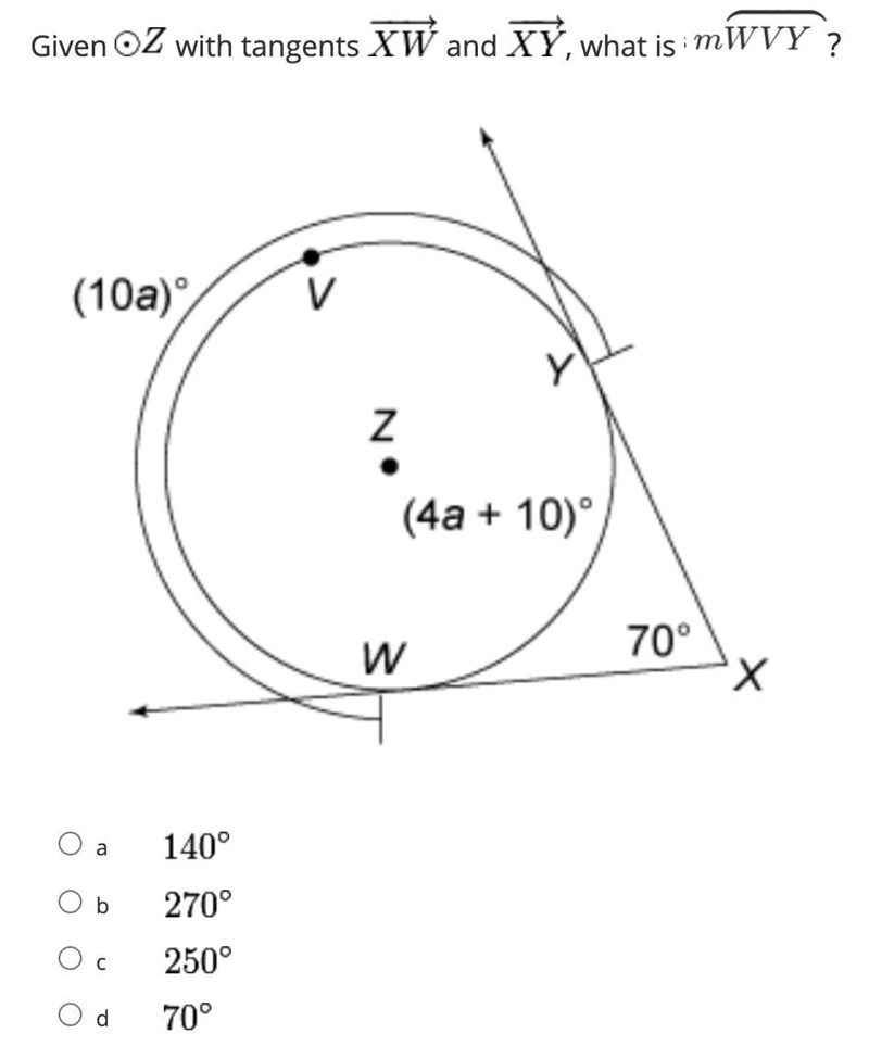 HELP WHAT IS THE ANSWER Given Circle Z with tangents XW and XY what is the measure-example-1