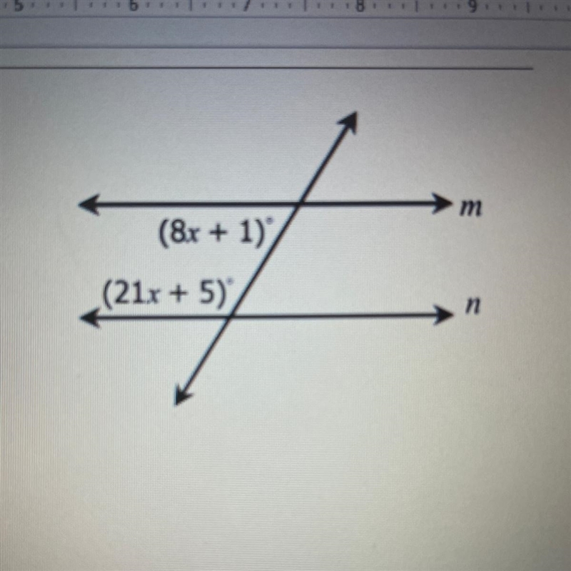 If m || n, solve for x. Show your work.-example-1