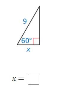 Find the value of x for the right triangle.-example-1