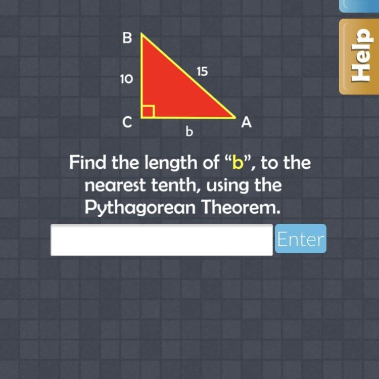 Find the length of b to the nearest tenth using the Pythagorean theorem-example-1