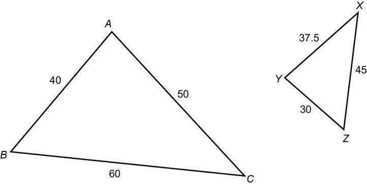 The two figures are similar. Identify the similar sides, and then write the similarity-example-1