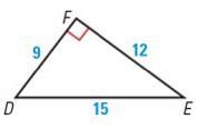 Find sin D and sin E. Write each answer as a fraction and as a decimal. Round to four-example-1