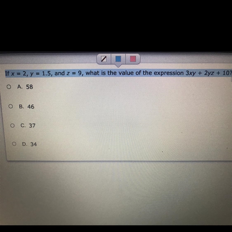 X equals 2 Y equals 1.5 and Z equals nine what is the value of the expression 3XY-example-1