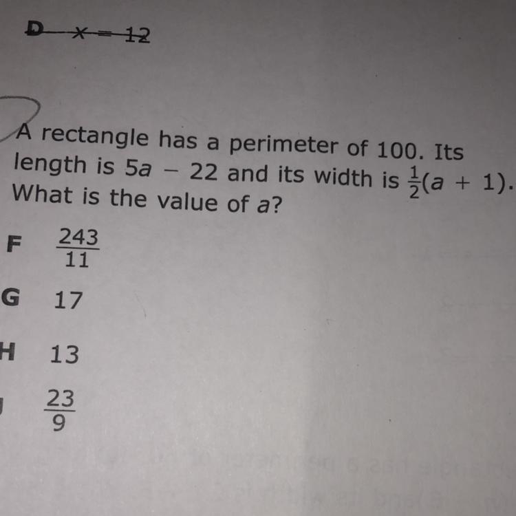 2. A rectangle has a perimeter of 100. Its length is 50 22 and its with is lo + 1). What-example-1