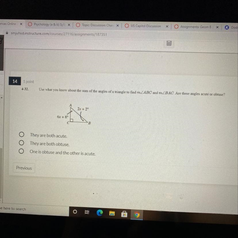 14 1 point 4-32. Use what you know about the sum of the angles of a triangle to find-example-1