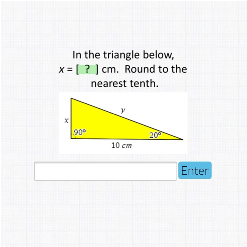 Find x and round to the nearest tenth! will give thanks-example-1