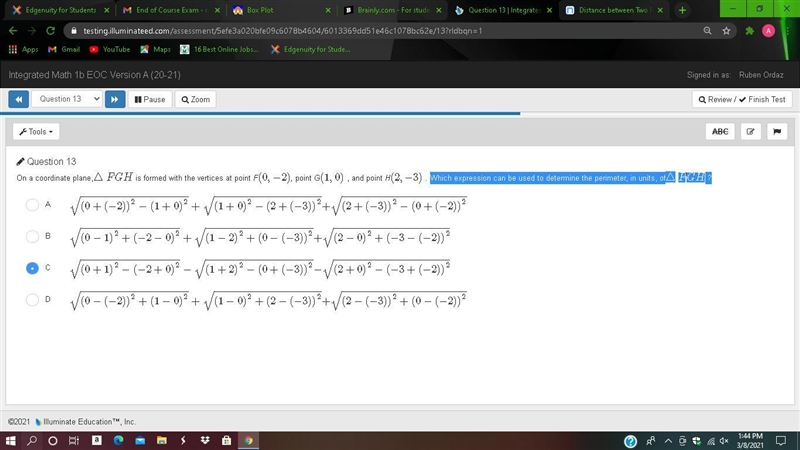 Which expression can be used to determine the perimeter, in units, of FGH A. B. C-example-1