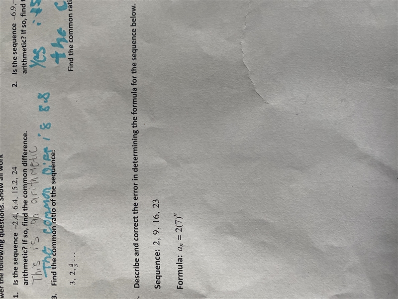 Describe and correct the error in determining the formula for the sequence below-example-1