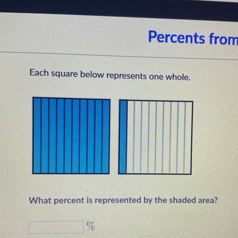 Each square below represents one whole. What percent is represented by the shaded-example-1