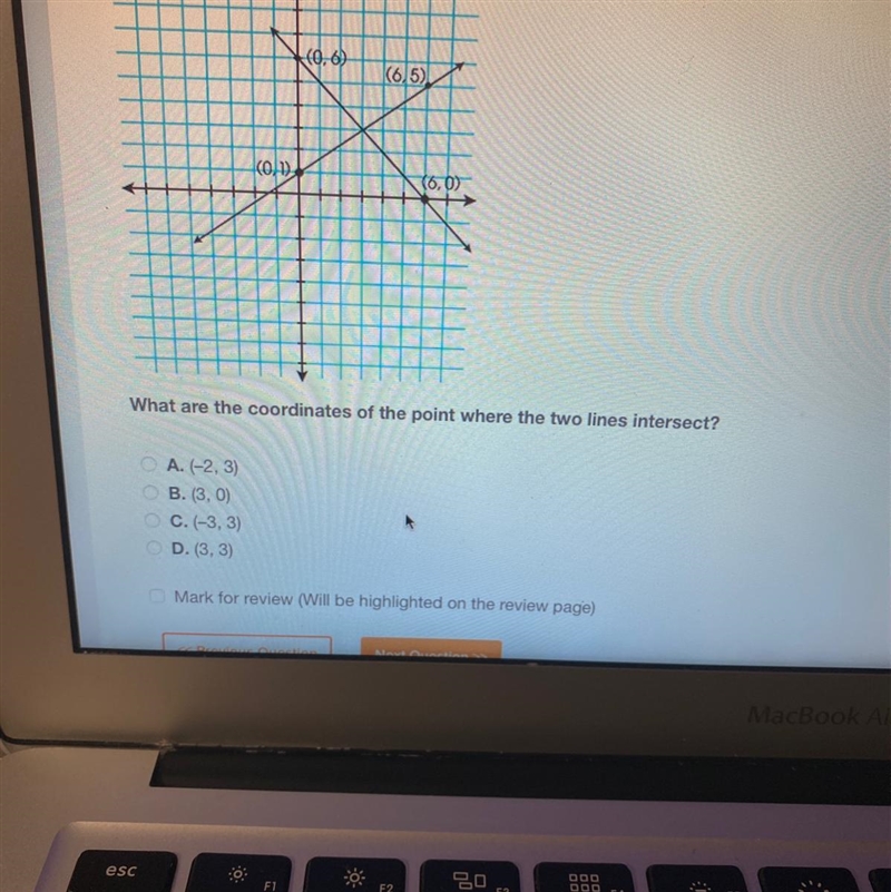 6. Two linear equations are shown in the graph. *(0.6) (6,5), COD). (6.0) dat 35344 tett-example-1