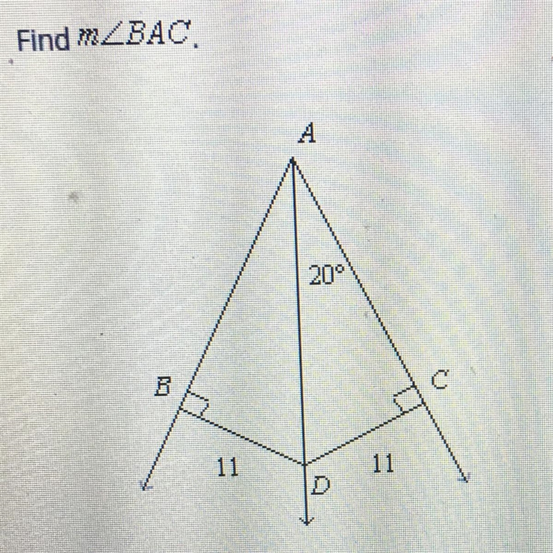 Find mZBAC A 20° B 11 11-example-1