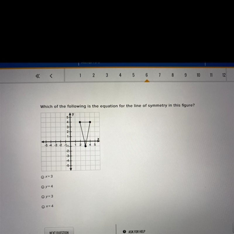 Which of the following is the equation for the line of symmetry in this figure? Can-example-1