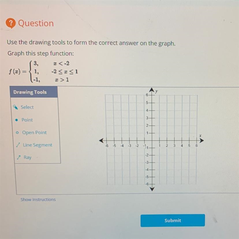 ? Question Use the drawing tools to form the correct answer on the graph. Graph this-example-1