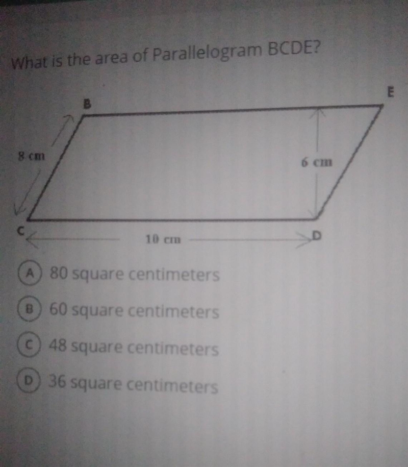 What is the area of parallelogram BCDE​-example-1