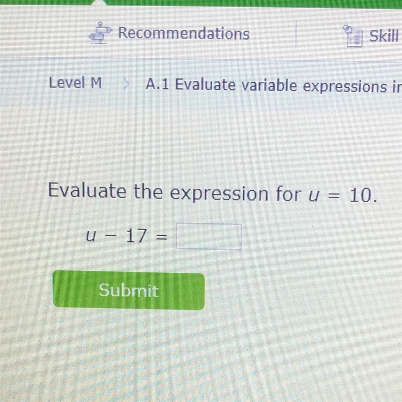 Evaluate the expression for u=10-example-1