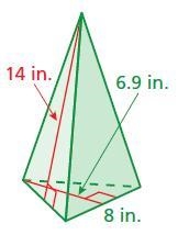 Find the surface area of the pyramid. The side lengths of the base are equal. Thank-example-1