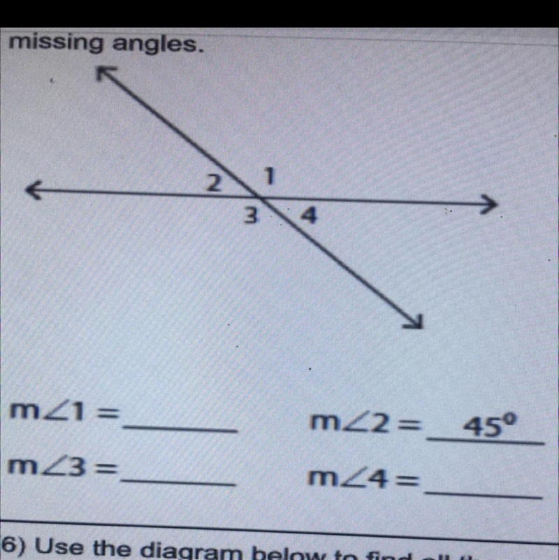 Use the diagram below to find all the missing angles-example-1