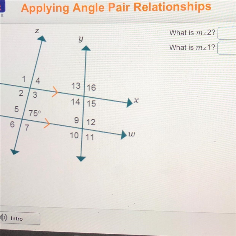 Z What is m 2? y + What is m 1? 1 4 13 16 2/3 > 14 15 х 5 75° 912 6 7 10 11 w-example-1