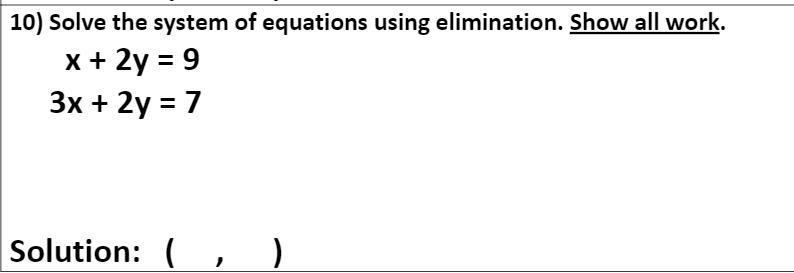 Solve for the system of equations using elimination-example-1