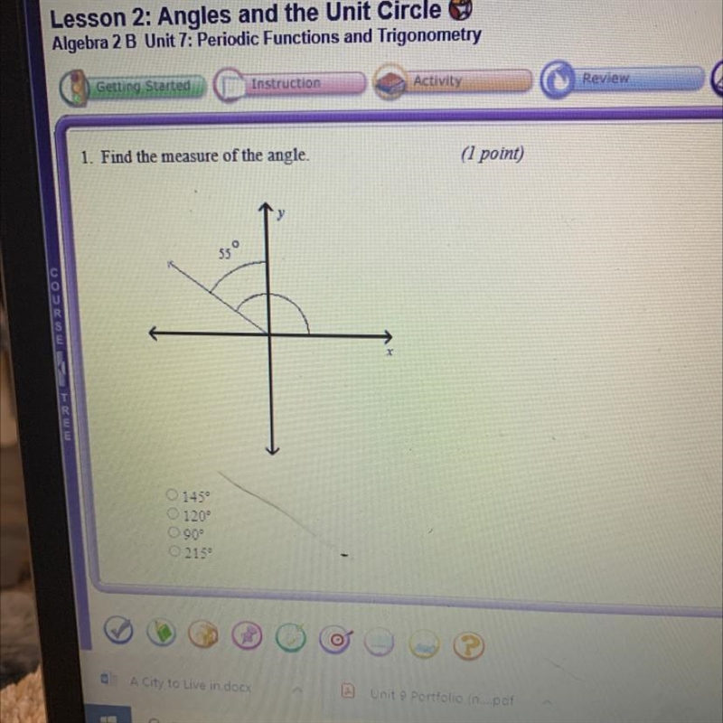 Does anyone have these answers??????? Lesson 2: Angles and the Unit Circle Algebra-example-1