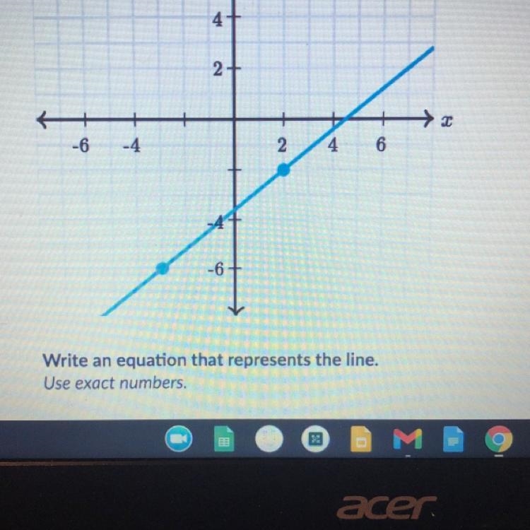 Write an equation that represents the line. Use exact numbers.-example-1