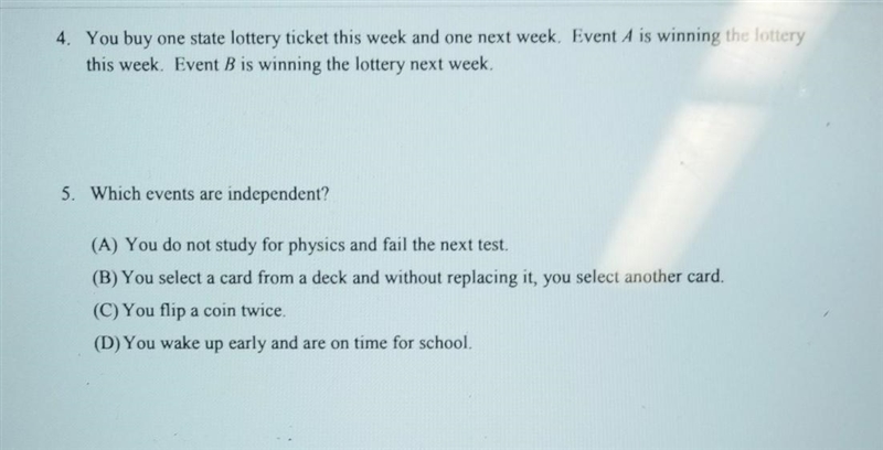 NO LINKS!! Stat whether A and B are independent or dependent. Part 2​-example-1