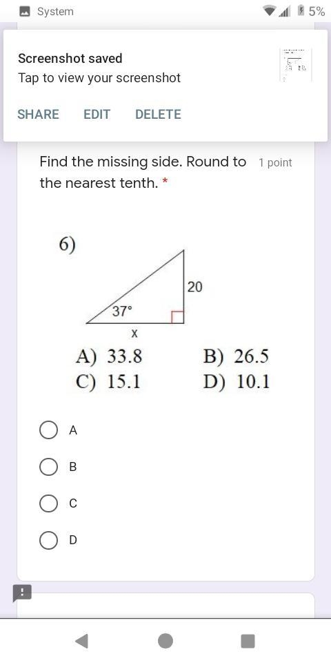 Find the missing side round to the nearest 10th please help-example-1