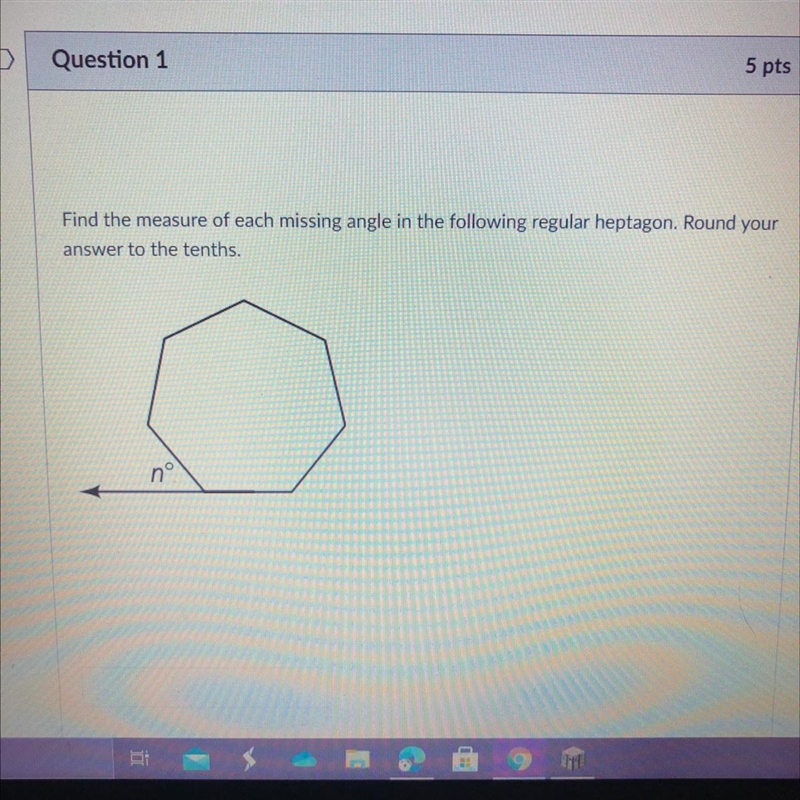 5 Find the measure of each missing angle in the following regular heptagon. Round-example-1