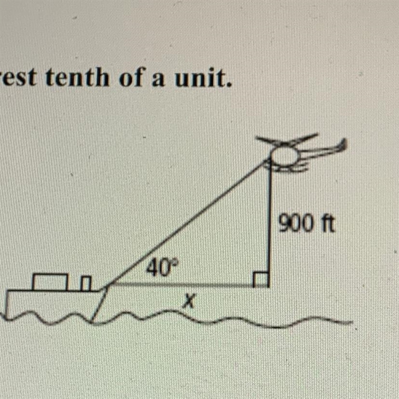 Find the value of x. Round the length to the nearest tenth of a unit. Please help-example-1