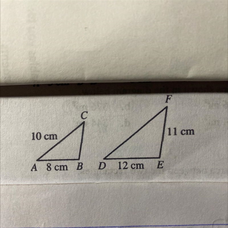 Triangles ABC and DEF are similar. Find the perimeter of triangle DEF. a. 34.7 cm-example-1