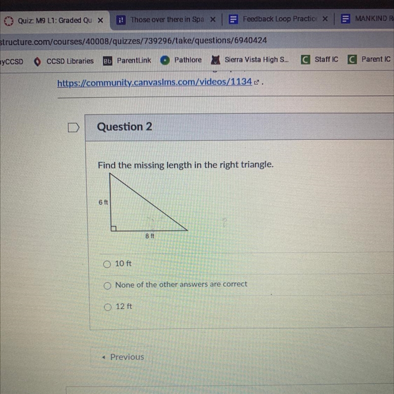 Find the missing length in the right triangle.-example-1