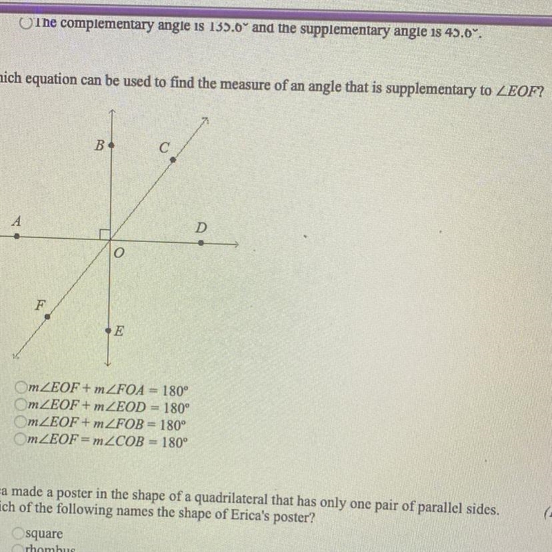 Which equation can be used to find the measure of an angle that is supplemen В. C-example-1