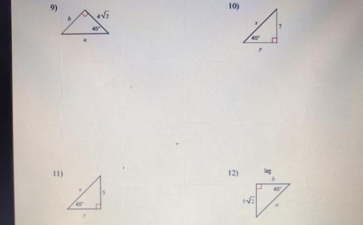 Find the missing side lengths, leave your answers as radical in simplest form. ( Please-example-1