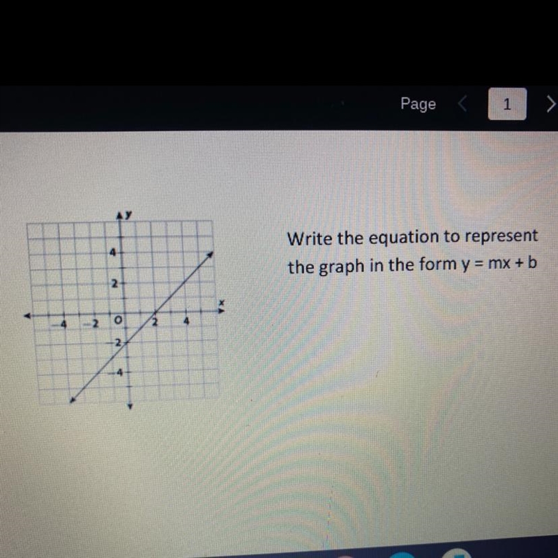 Write the equation to represent the graph in the form y=mx+b-example-1