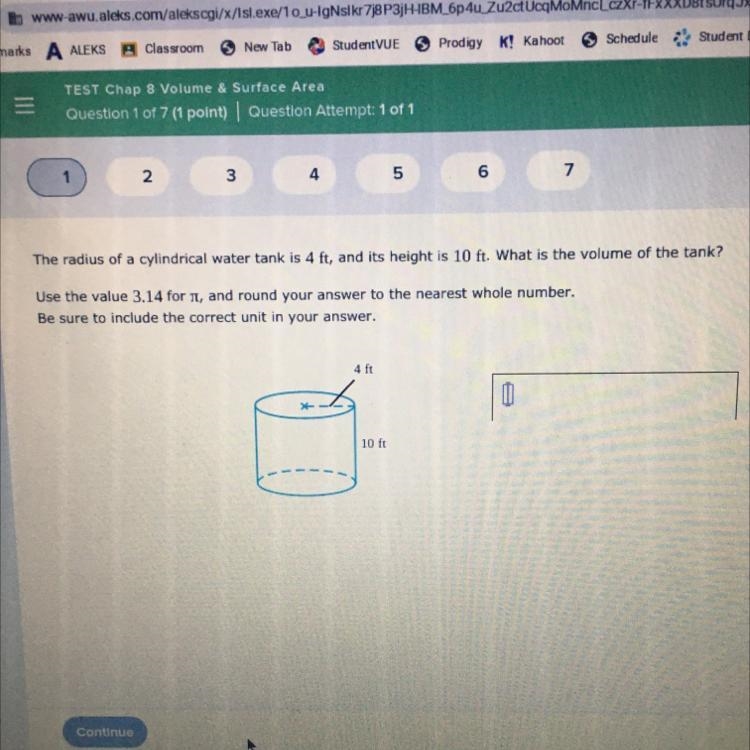 the radius of a cylindrical water tank is 4ft, and it’s height is 10ft. What is the-example-1