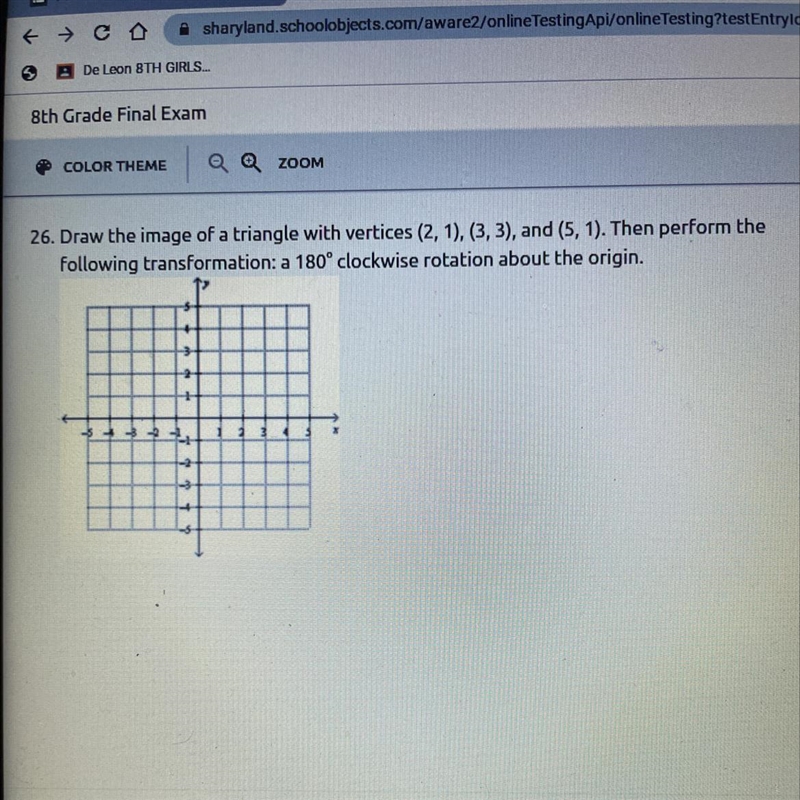 Draw the image of a triangle with vertices (2, 1), (3, 3), and (5, 1). Then perform-example-1