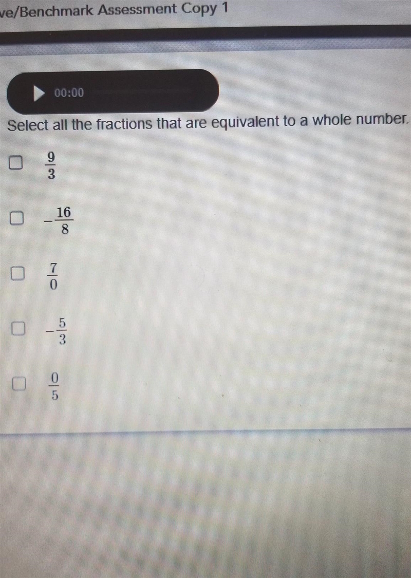 Select all the fractions thst are equivalent to a whole number​-example-1