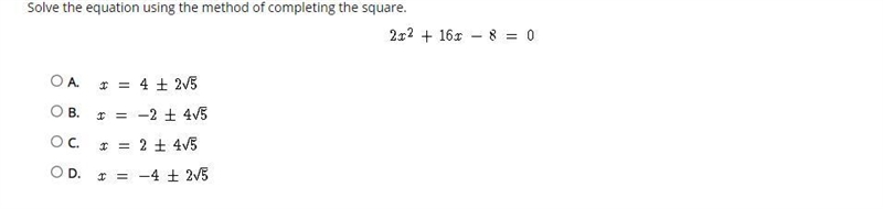 Solve the equation using the method of completing the square.-example-1