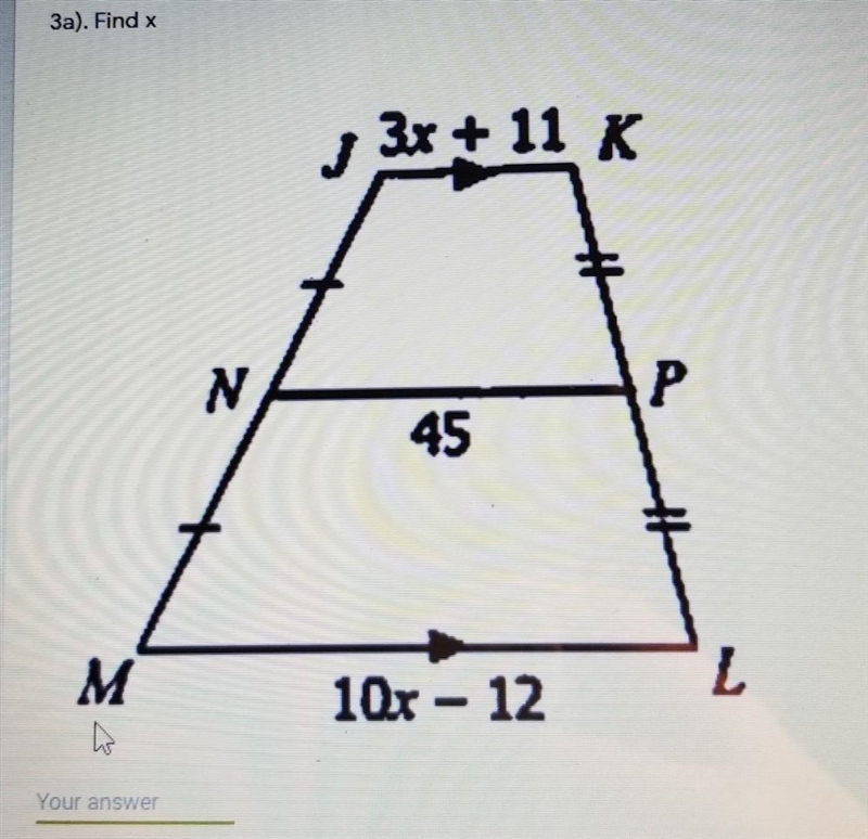 Midsegment of a trapezoid find x​-example-1