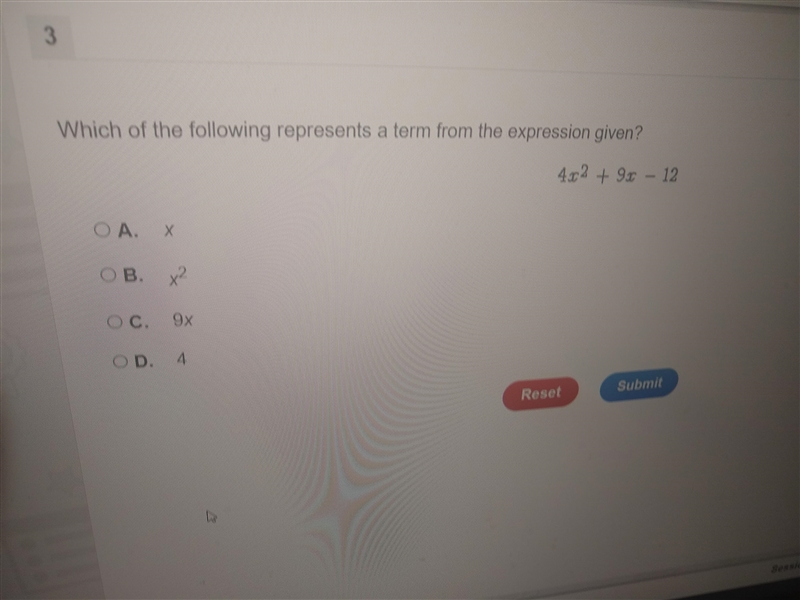 Which of the following represents a term from the expression given?-example-1