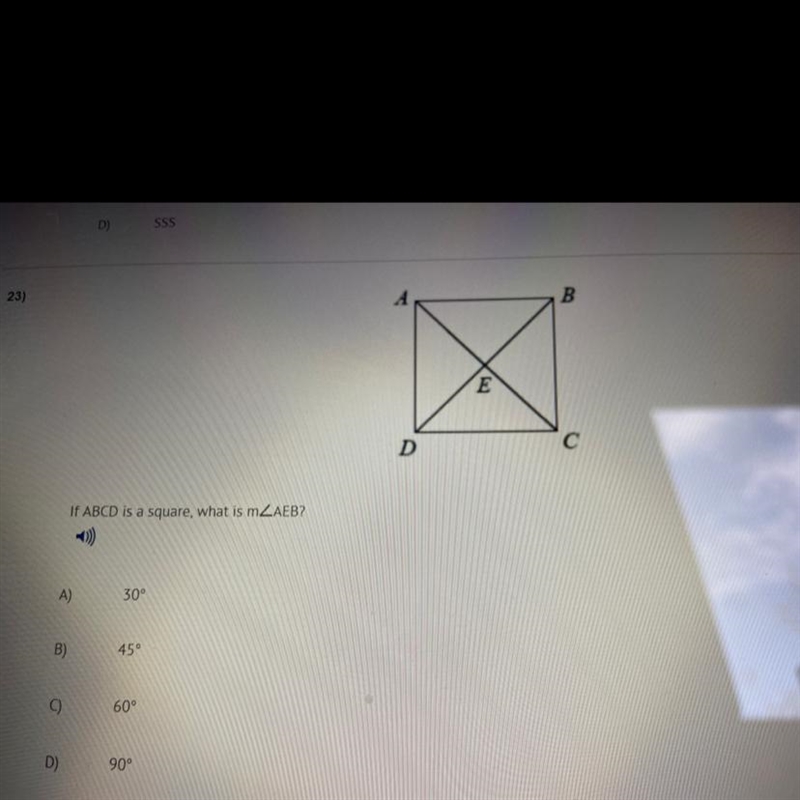 23) B E с D ntific Ic If ABCD is a square, what is mZAEB? ght A) 30° ing 33 ols B-example-1