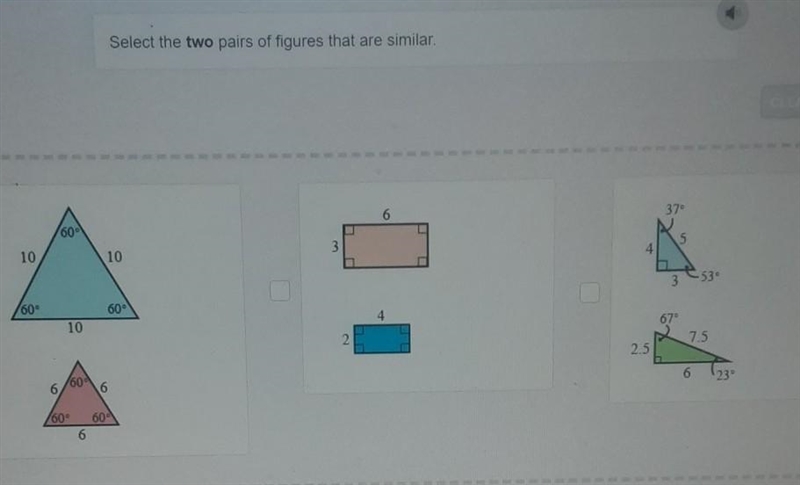 Similarity - Item 33751 Select the two figures that are similar to each other. help-example-1