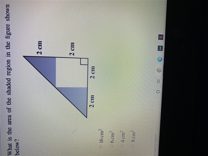 What is the area of the shaded region in the figure below-example-1