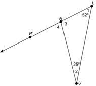 2. In the figure, is an exterior angle to triangle . (a) What is the angle measurement-example-1