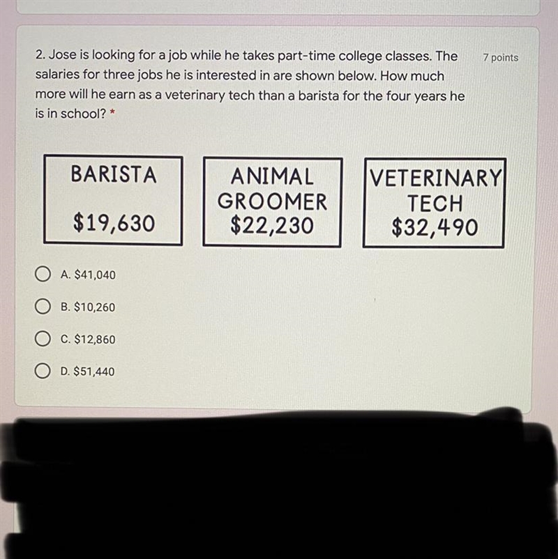 2. Jose is looking for a job while he takes part-time college classes. The salaries-example-1