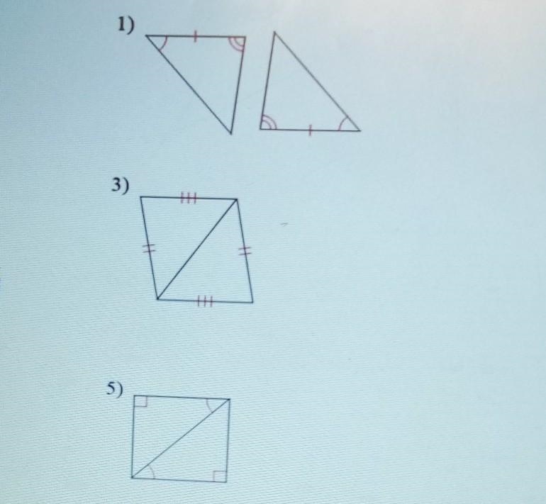 Determine if the triangles are congruent. If they are, state how you know. NO LINKS-example-1