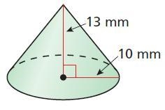 Find the volume of the cone. Round your answer to the nearest hundredth.-example-1