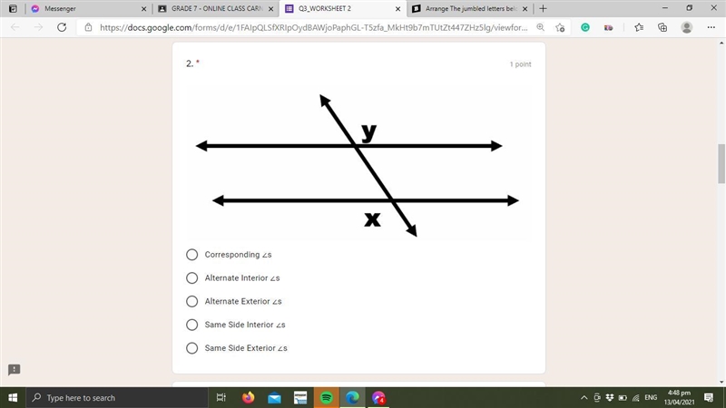 Identify the relationship of each angle pairs. Choose your answer from the choices-example-2